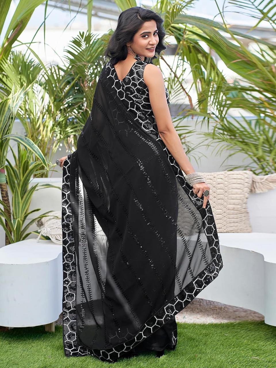 Embroidered Georgette Saree for Festive & Wedding Wear