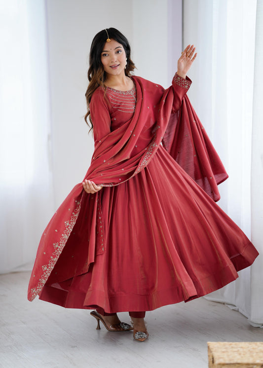 Embroidered Gown Set for Wedding Function