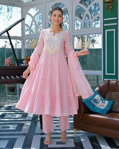 Embroidered Kurta Pant Set for Women