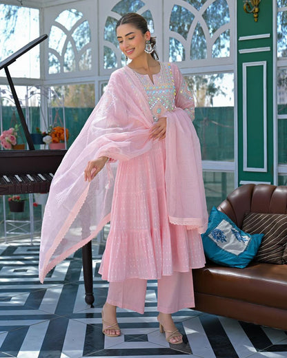 Embroidered Kurta Pant Set for Women