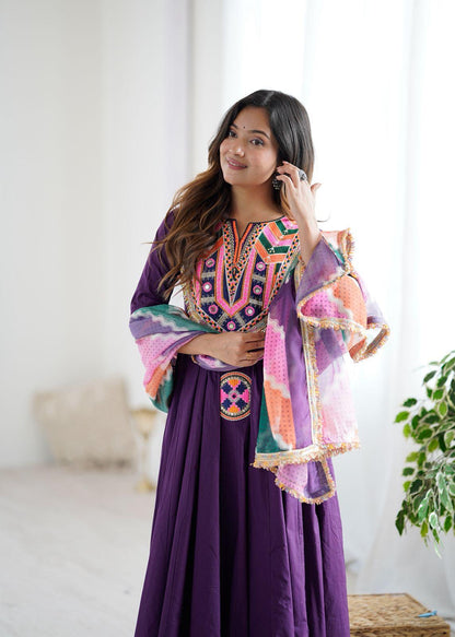 Embroidered Purple Anarkali Gown  Festive Collection