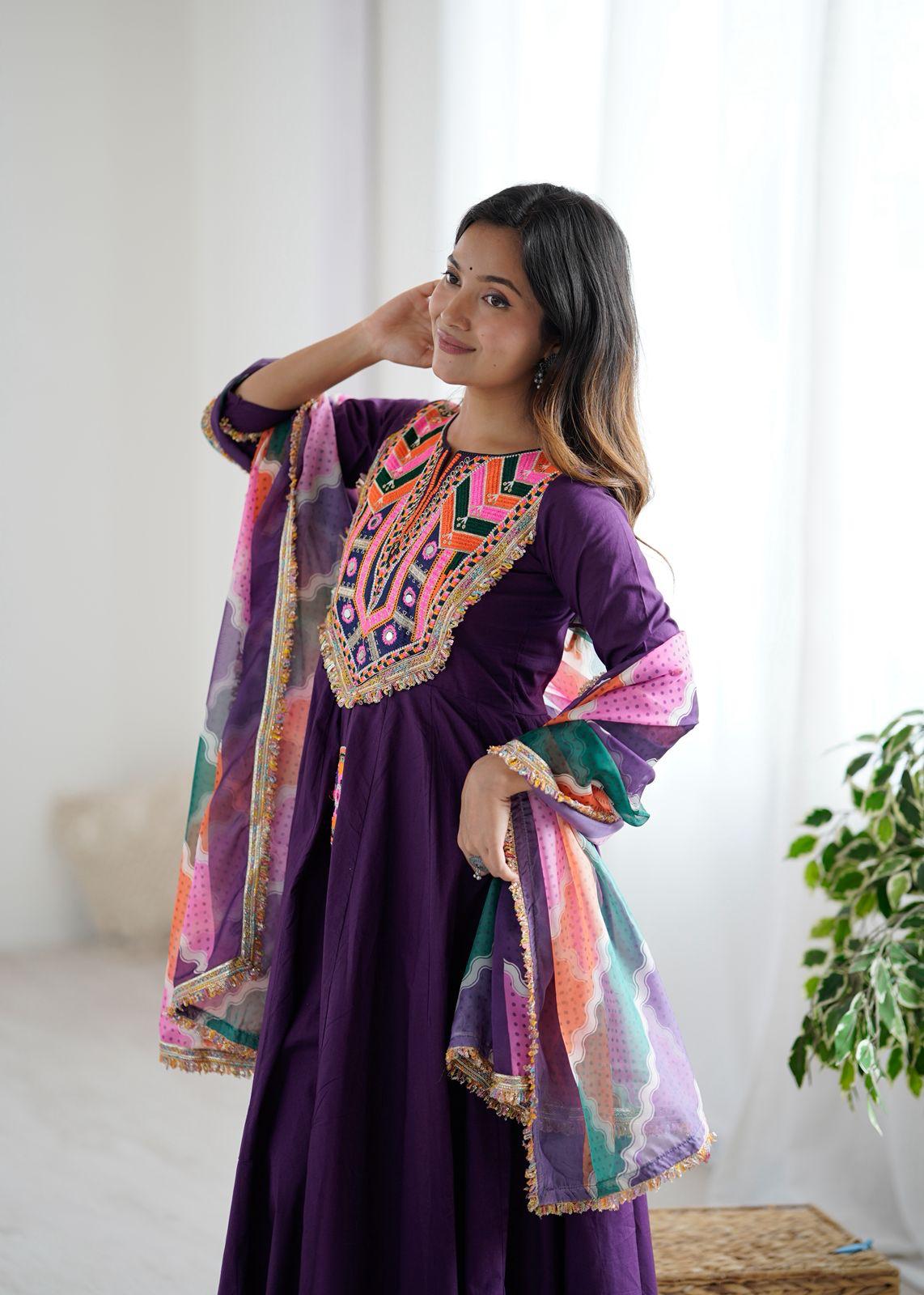 Embroidered Purple Anarkali Gown  Festive Collection