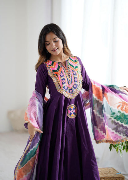 Embroidered Purple Anarkali Gown  Festive Collection