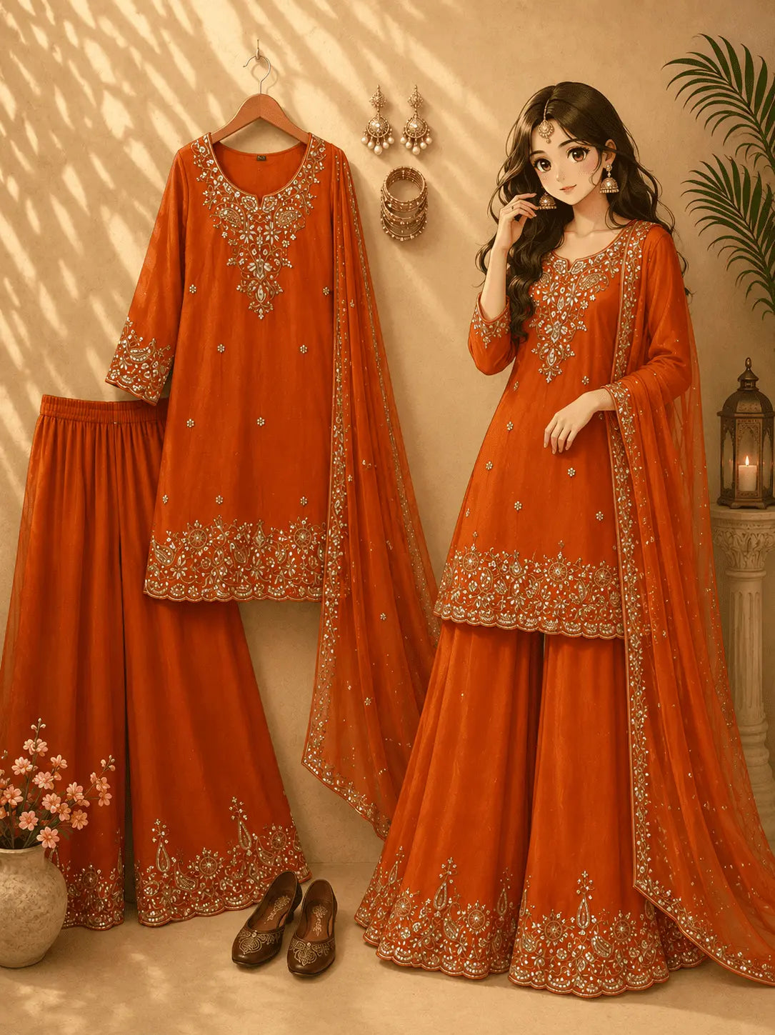 Embroidered Salwar Suit with Dupatta