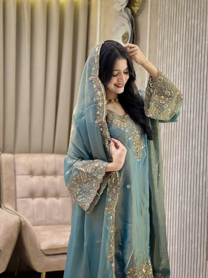 Embroidered Salwar Suit with Dupatta