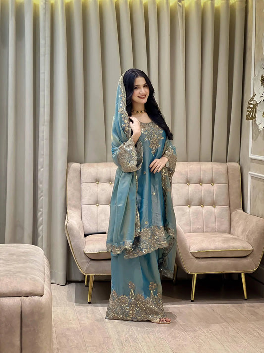 Embroidered Salwar Suit with Dupatta