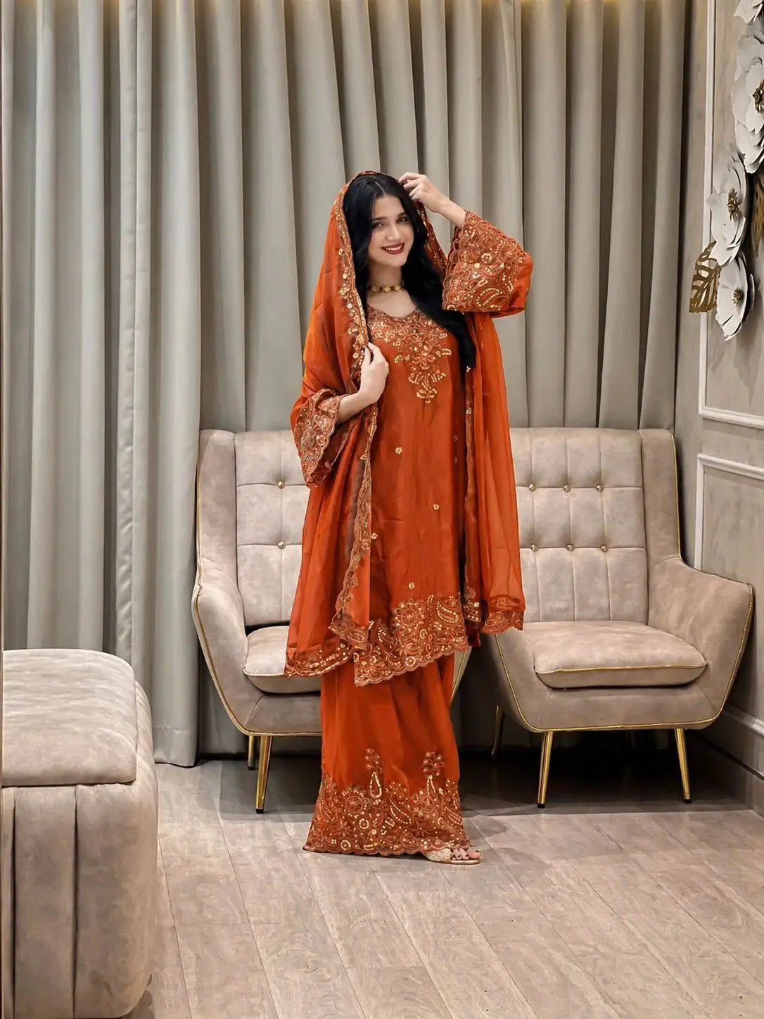 Embroidered Salwar Suit with Dupatta