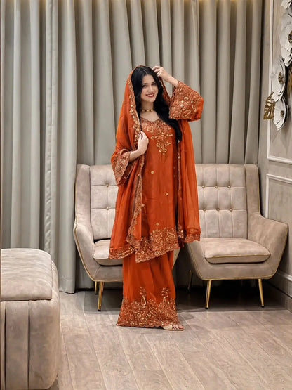 Embroidered Salwar Suit with Dupatta