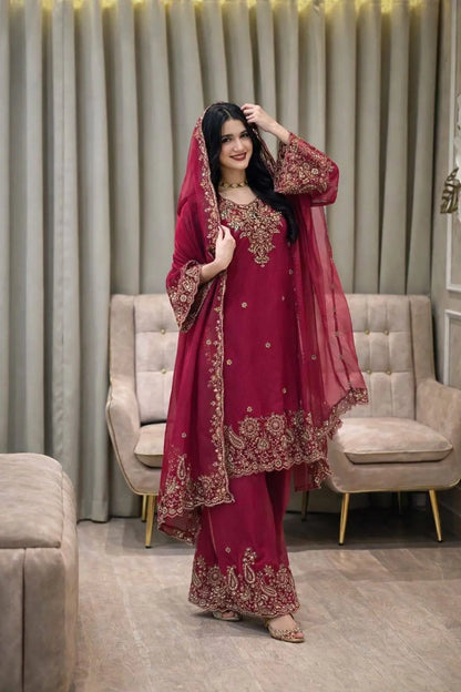 Embroidered Salwar Suit with Dupatta