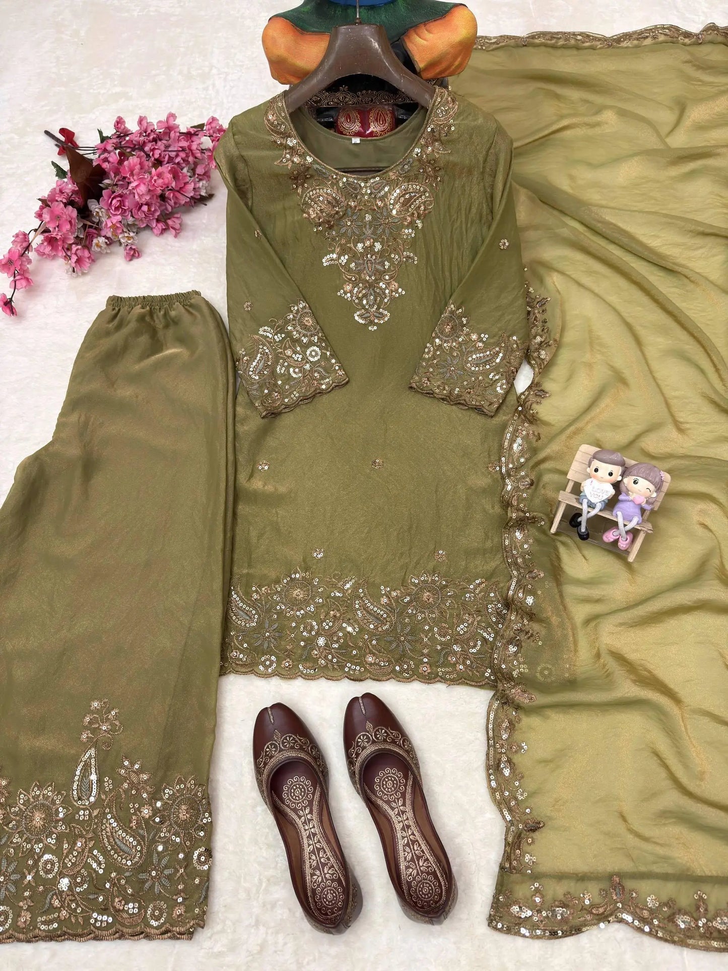 Embroidered Salwar Suit with Dupatta