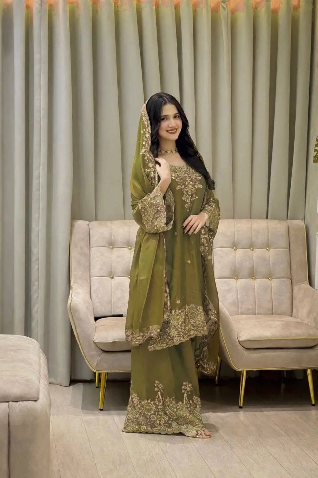 Embroidered Salwar Suit with Dupatta