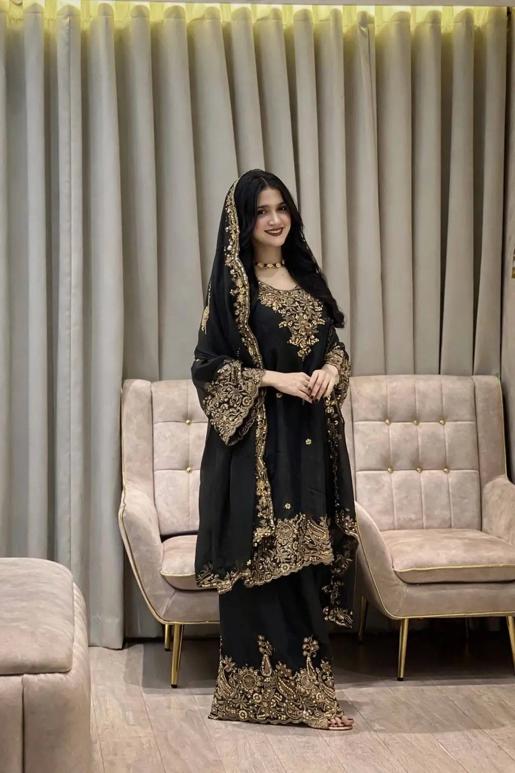 Embroidered Salwar Suit with Dupatta