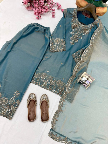 Embroidered Salwar Suit with Dupatta