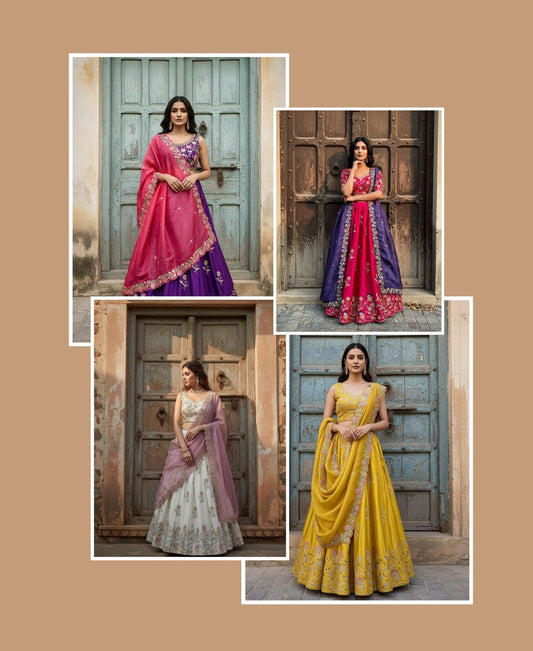 Embroidered Star Silk Lehenga Set