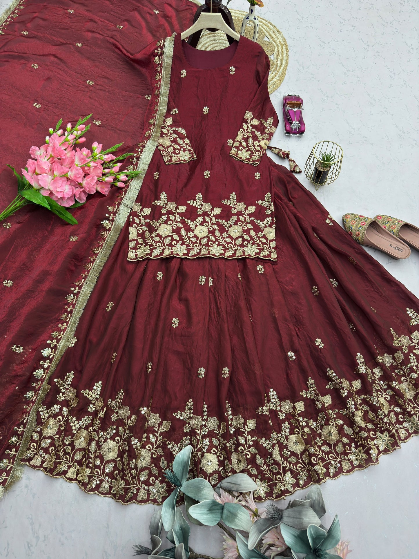 Embroidered Top Lehenga Set
