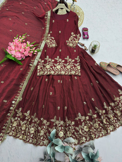Embroidered Top Lehenga Set