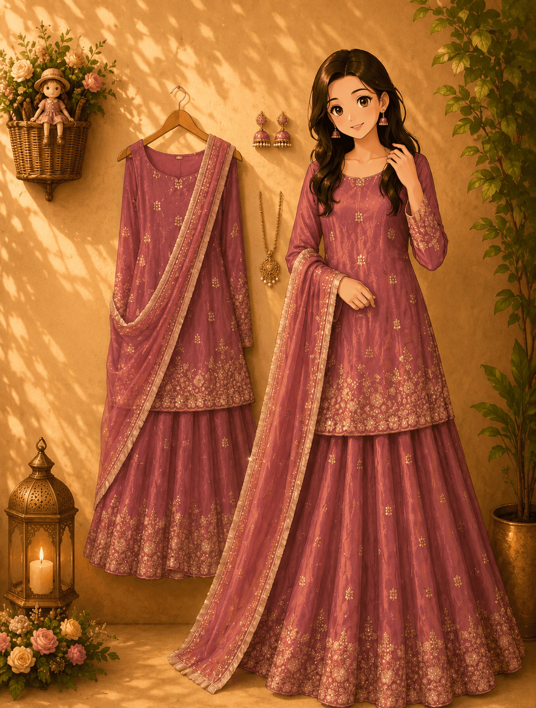 Embroidered Top Lehenga Set