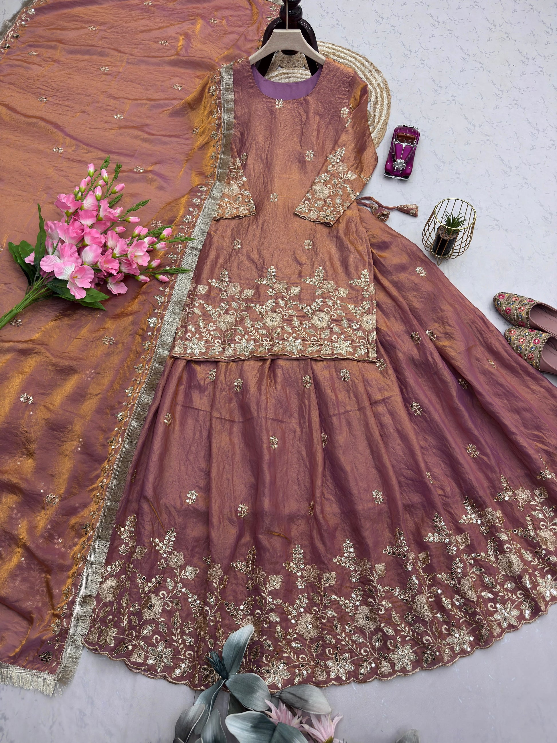Embroidered Top Lehenga Set