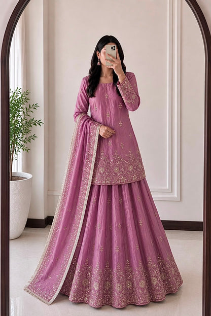Embroidered Top Lehenga Set