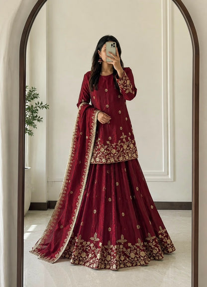 Embroidered Top Lehenga Set
