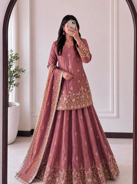 Embroidered Top Lehenga Set