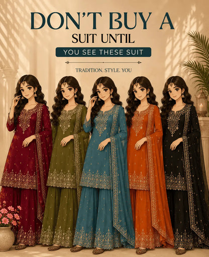 Embroidered Salwar Suit with Dupatta