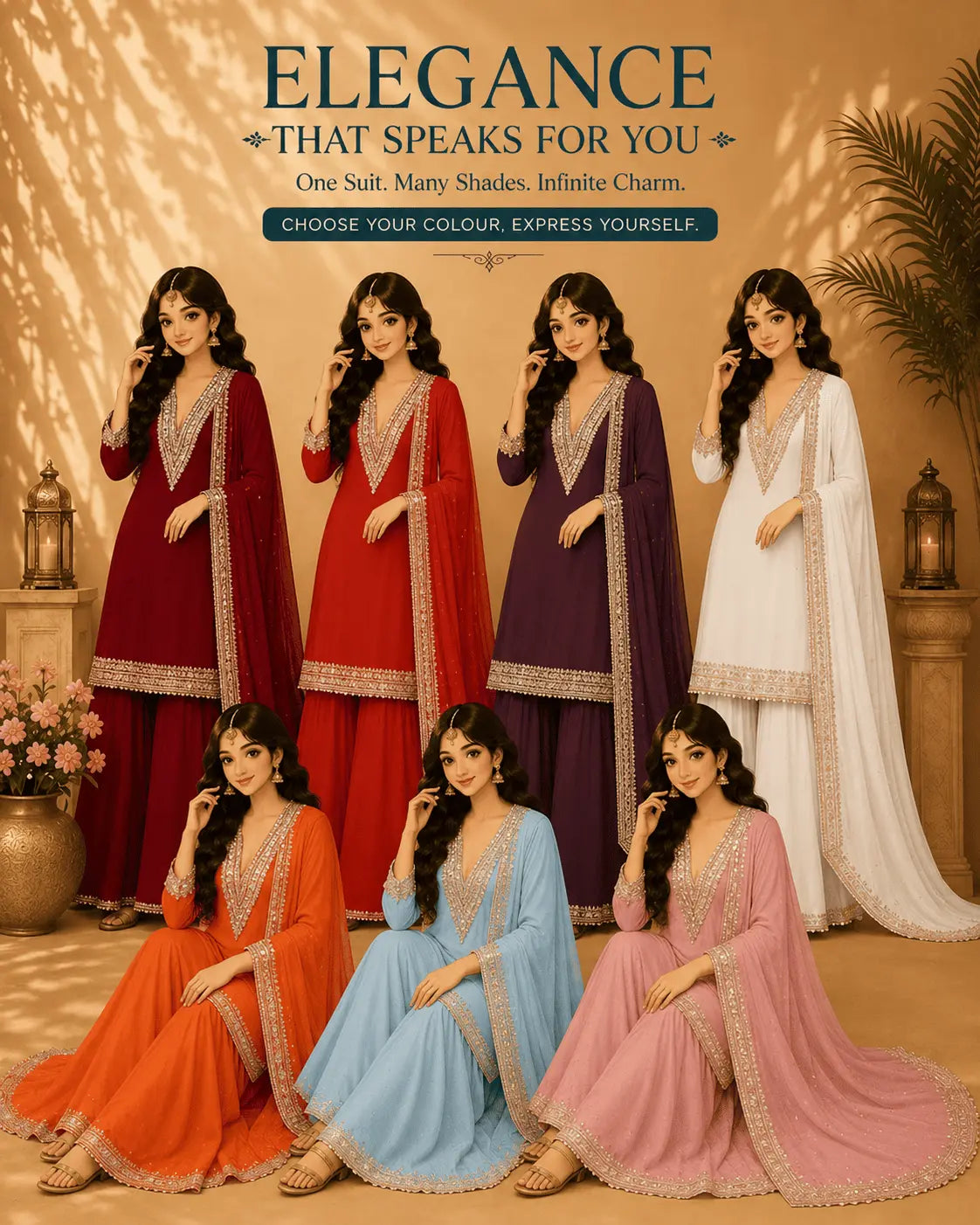 V Neck Kurta Set