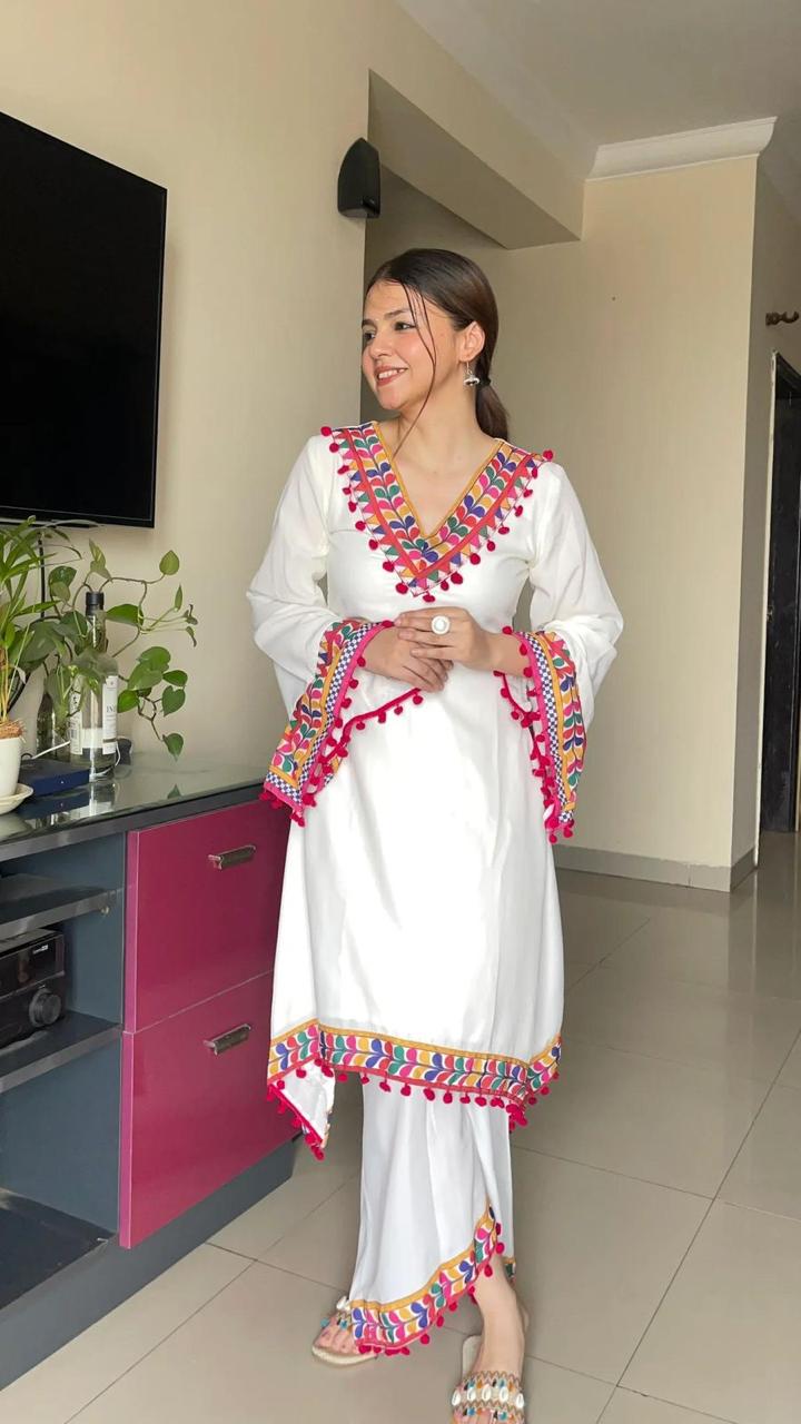 Faux Georgette Embroidered Salwar Suit with Plazzo