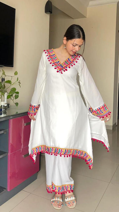 Faux Georgette Embroidered Salwar Suit with Plazzo