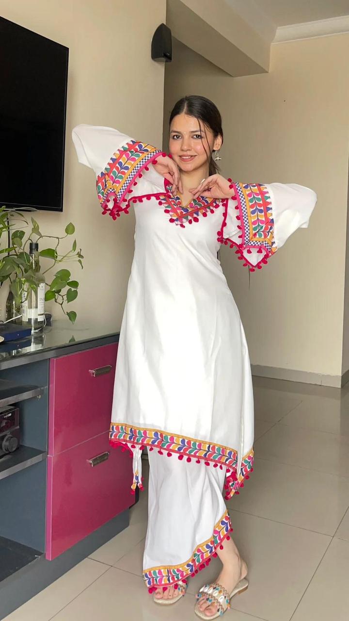 Faux Georgette Embroidered Salwar Suit with Plazzo