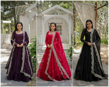 Faux Georgette Gown for Women  Wedding Wear