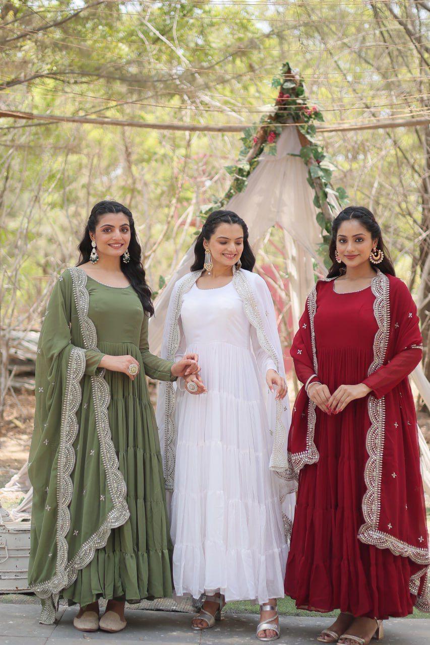 Faux Georgette Gown for Women  Wedding Wear