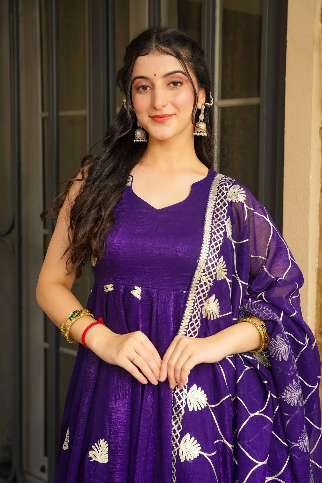 Fendy Silk Ethnic Gown Set with Dupatta for Festive Wear