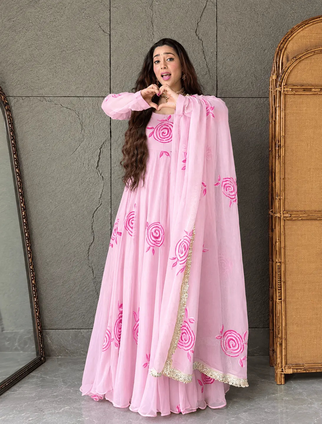 Festive Pink Gown for Women