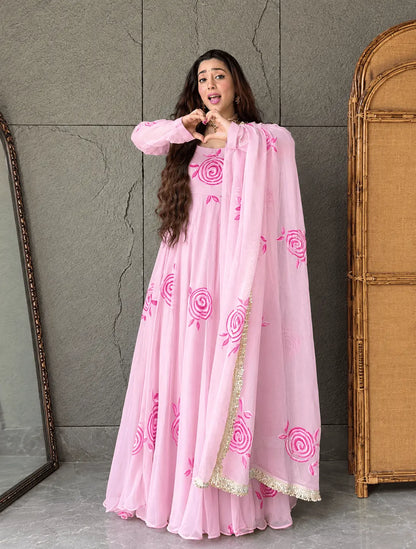 Festive Pink Gown for Women