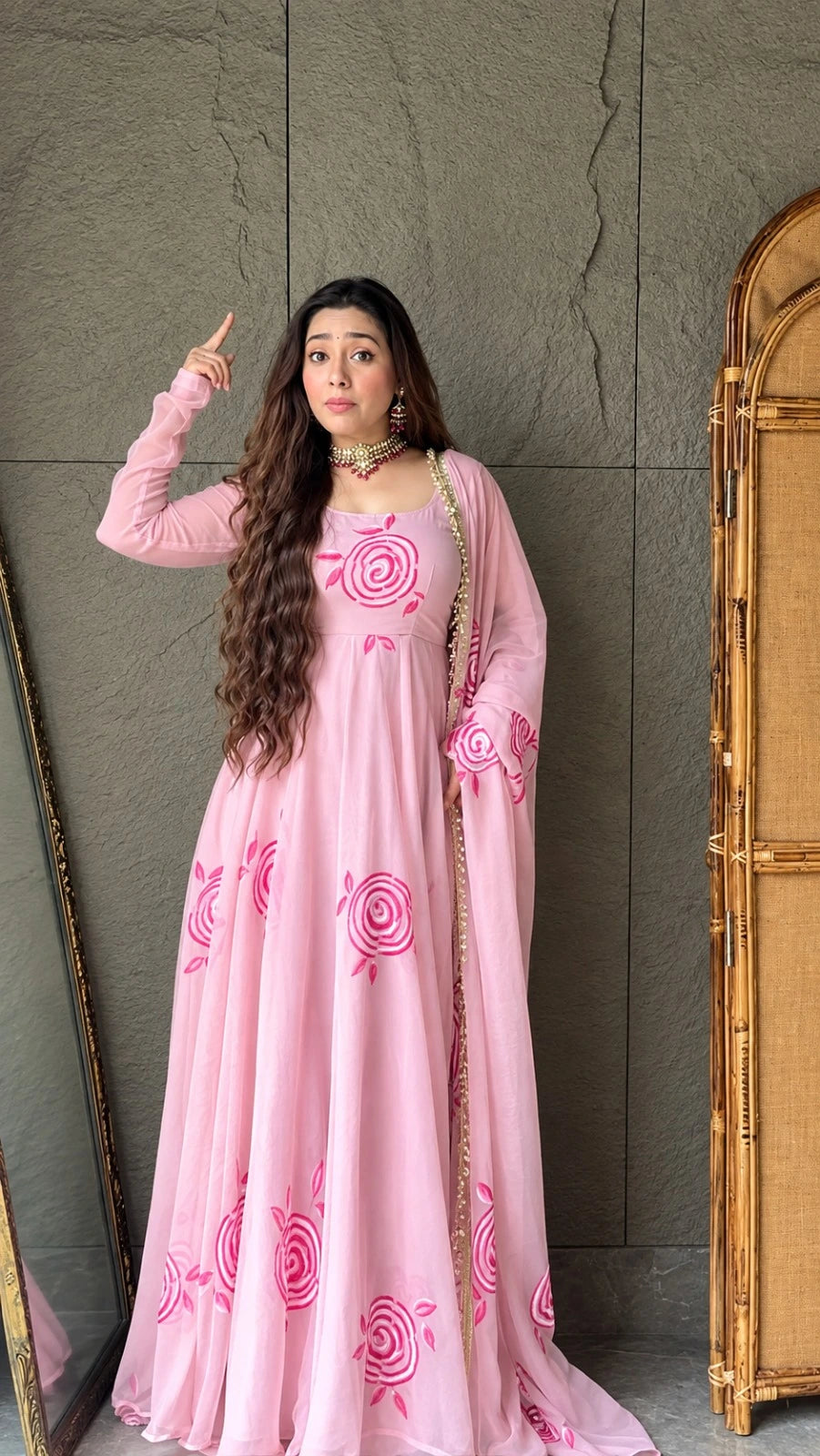 Festive Pink Gown for Women