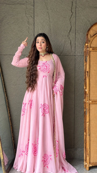 Festive Pink Gown for Women