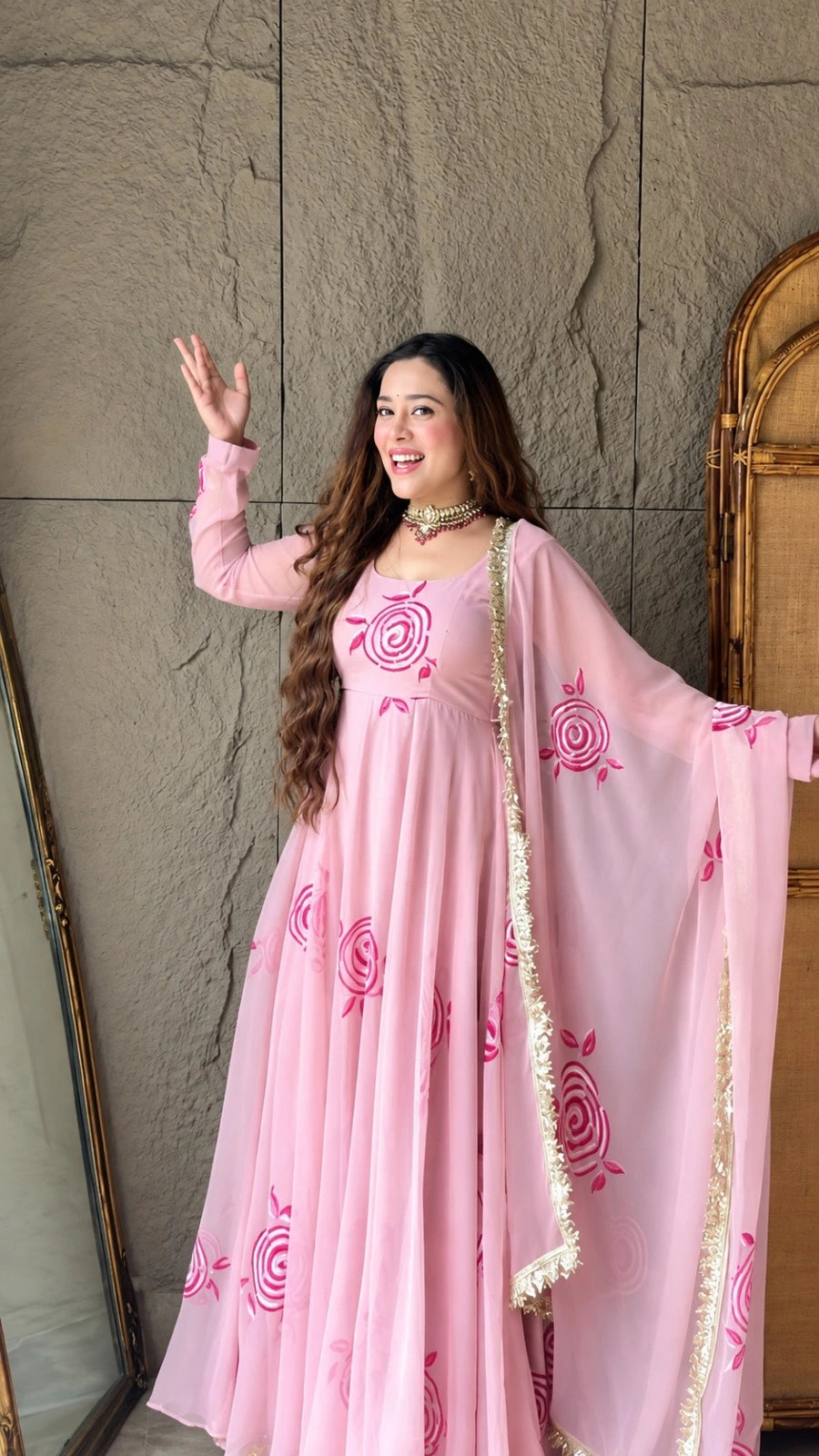 Festive Pink Gown for Women