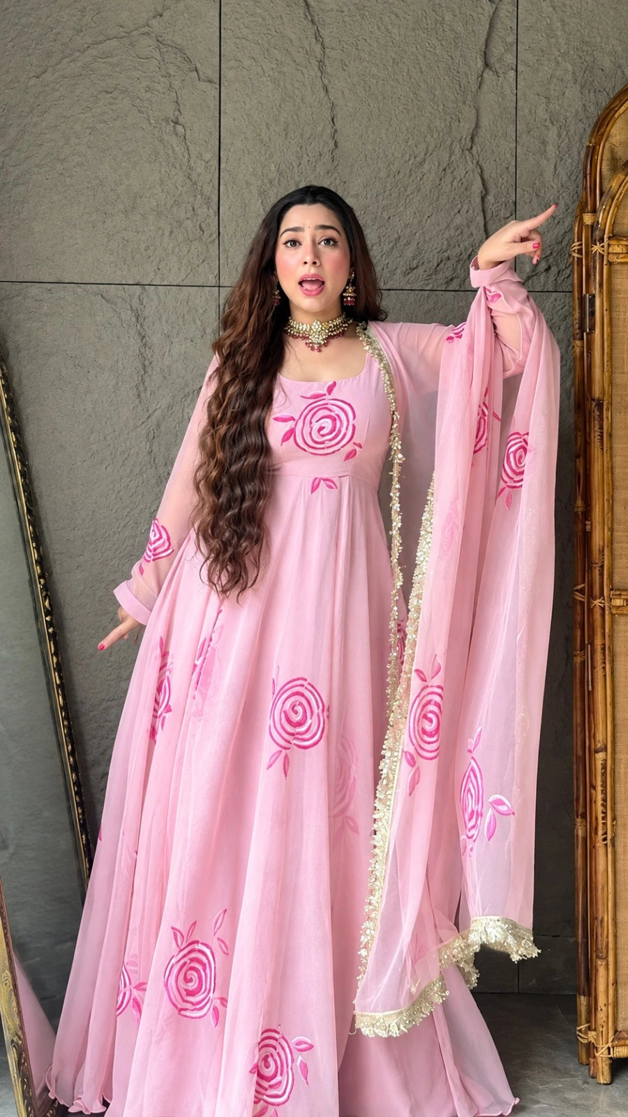Festive Pink Gown for Women