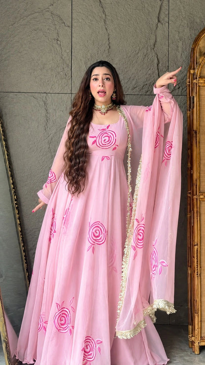 Festive Pink Gown for Women