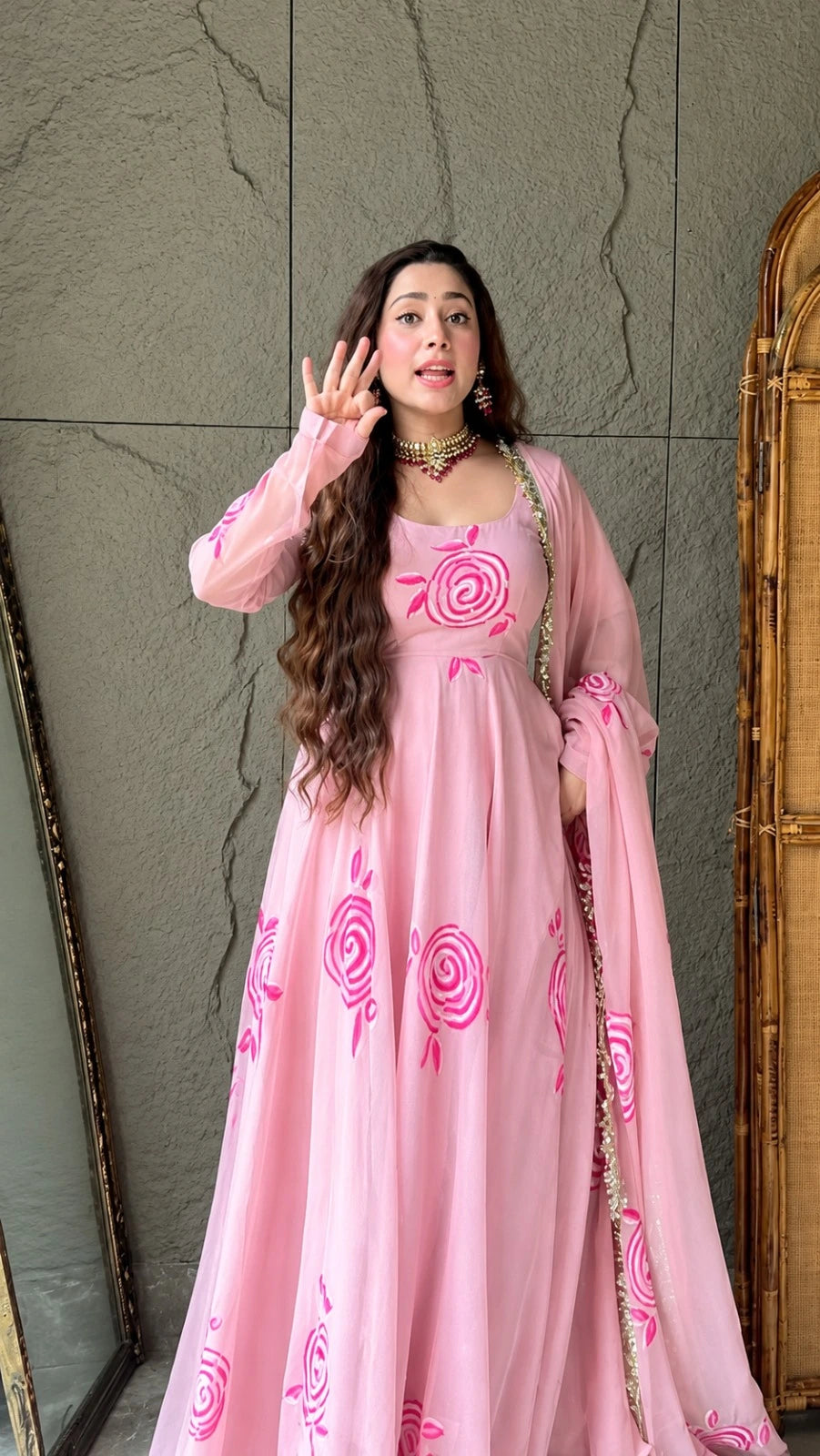 Festive Pink Gown for Women