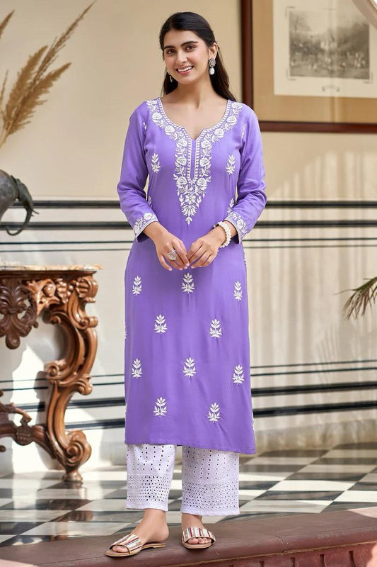 Festive Purple Kurti Palazzo Set  Gift for Women