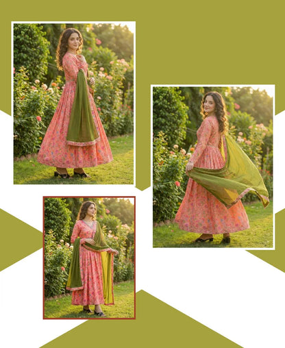 Floral Blush Anarkali Set