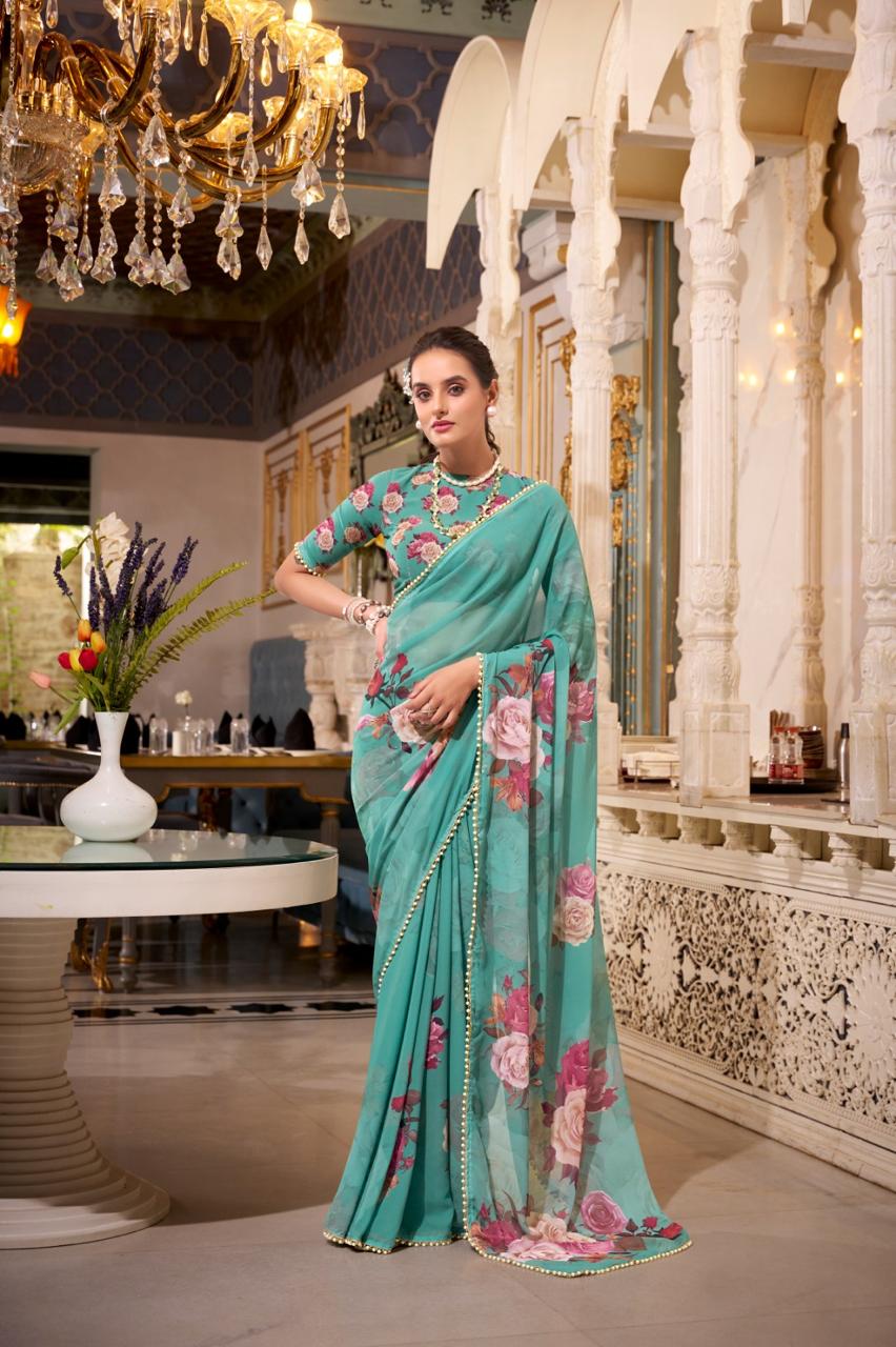 Floral Designer Silk Saree Party Wear Collection