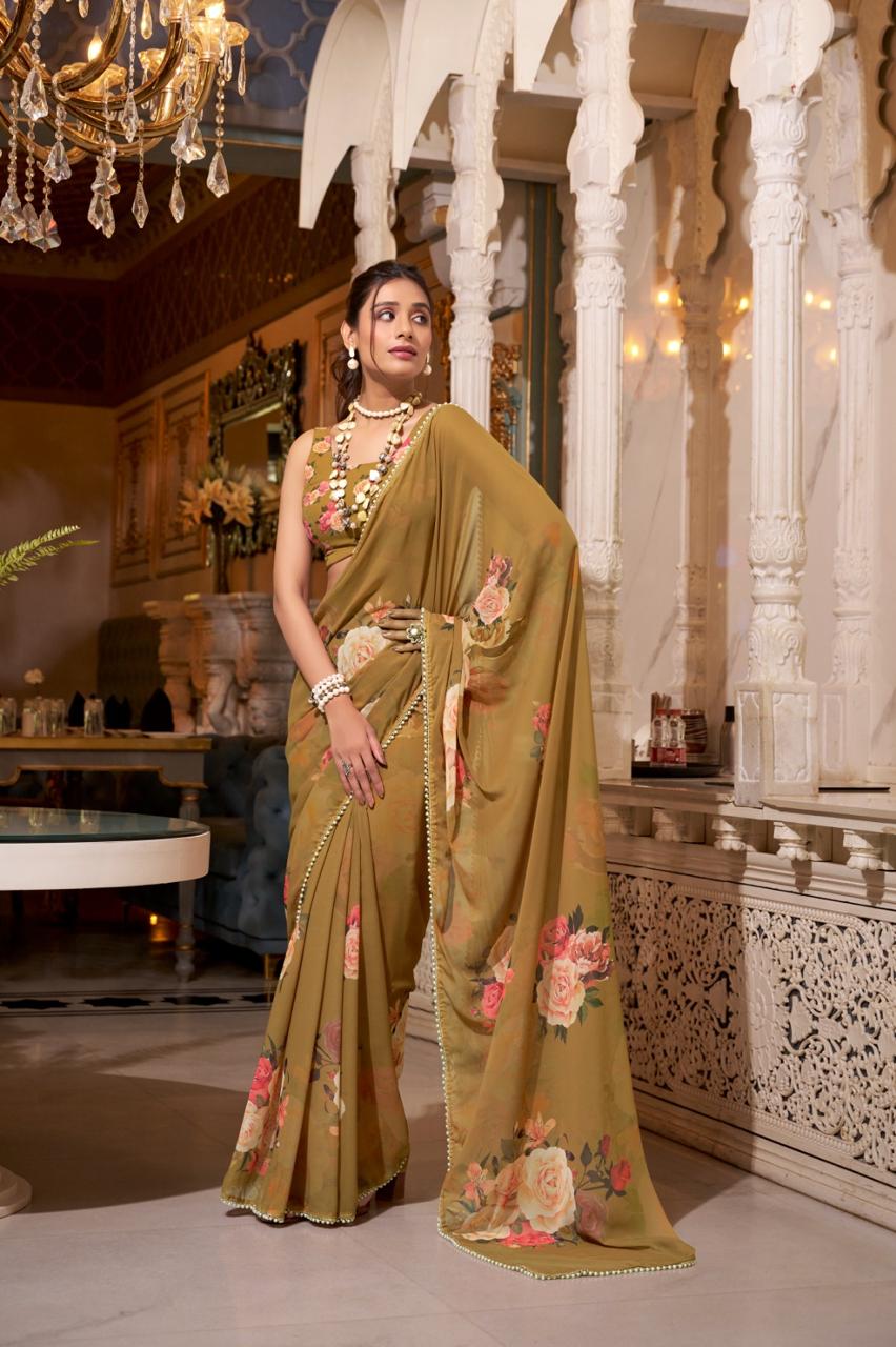 Floral Designer Silk Saree Party Wear Collection