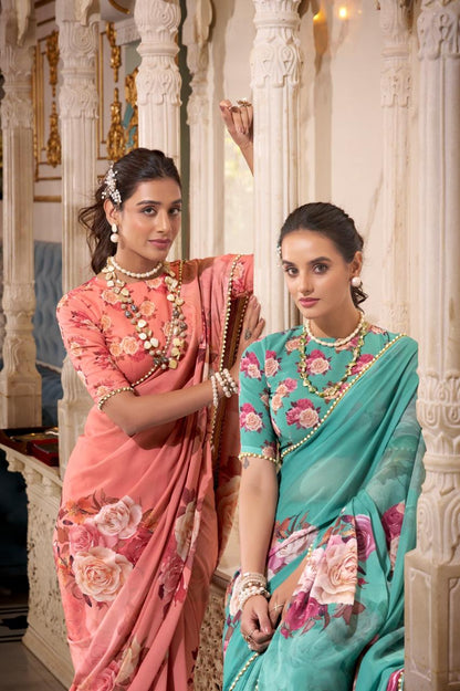 Floral Designer Silk Saree Party Wear Collection