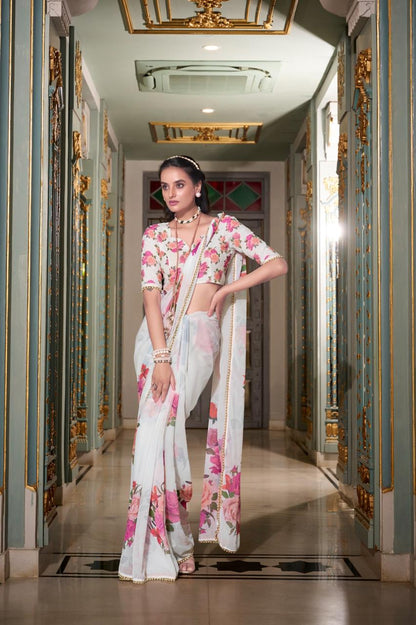 Floral Designer Silk Saree Party Wear Collection