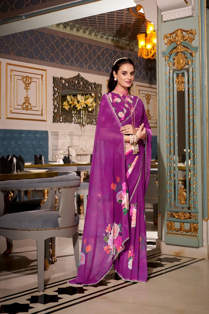 Floral Designer Silk Saree Party Wear Collection