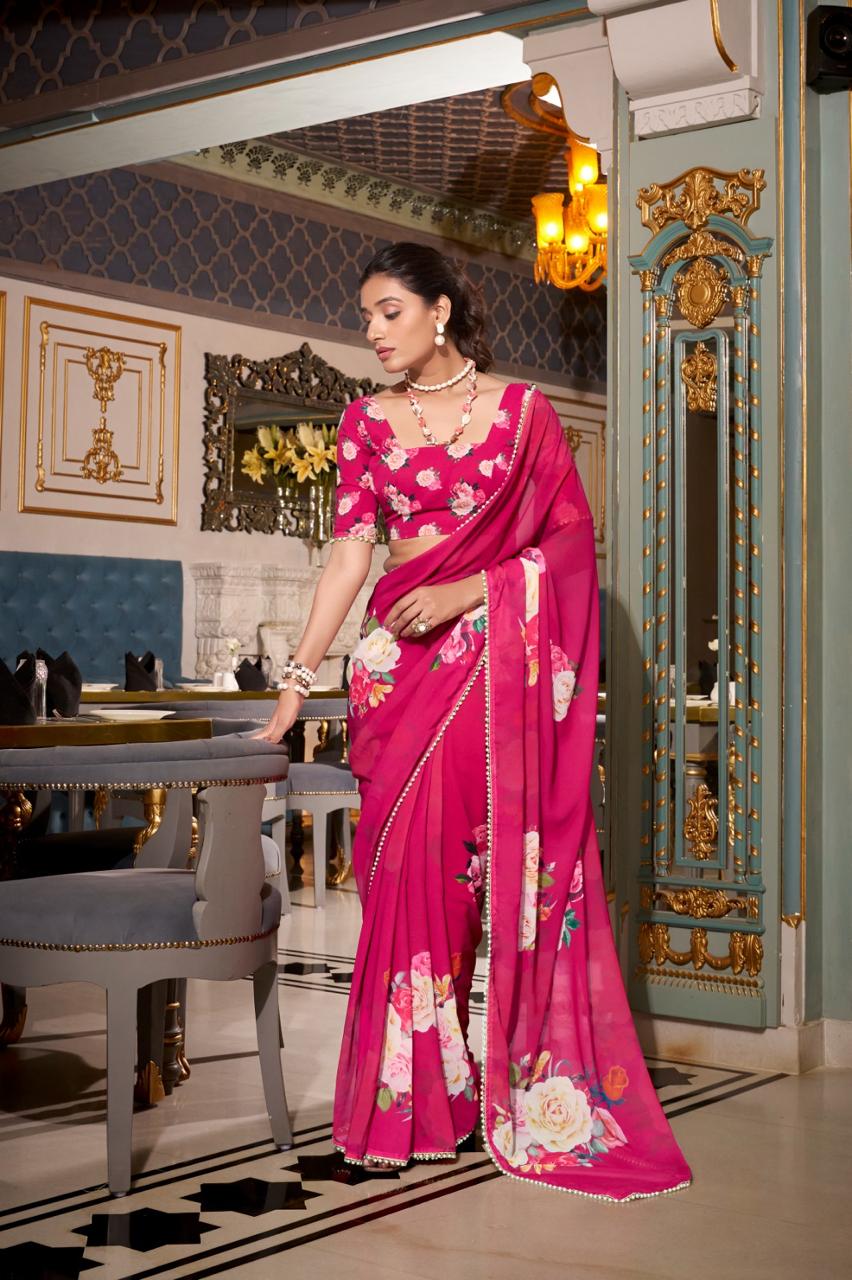 Floral Designer Silk Saree Party Wear Collection