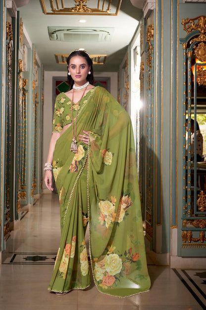 Floral Designer Silk Saree Party Wear Collection